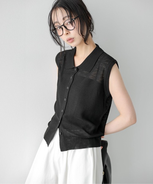 La-gemme（ラジェム）の「シアーニットトップス（ニット/セーター・レディース・ブラック/アイボリー/イエロー/ベージュ/グレー・フリー）」の18枚目の写真