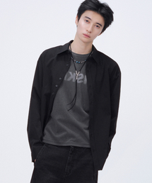 Asymmetric button shirt BLACK