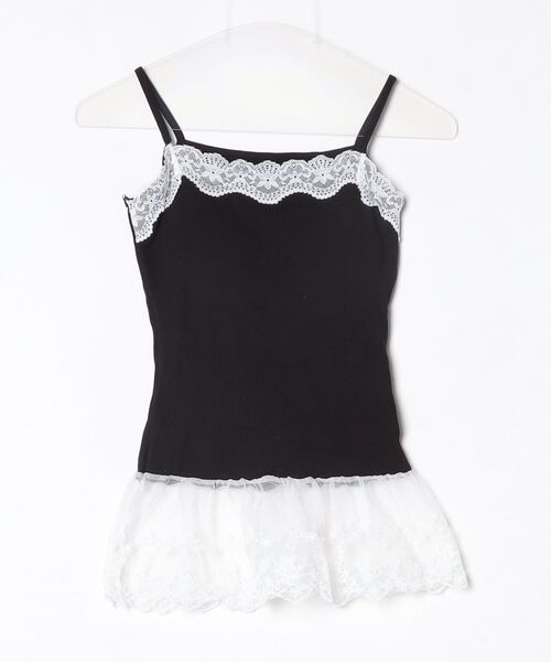 tinkerend(ティンカーエンド)の「Lace Rib Peplum / レースリブぺプラム カップ付き(キャミソール・レディース・ホワイト/ブラック/グレー・FREE)」の8枚目の写真