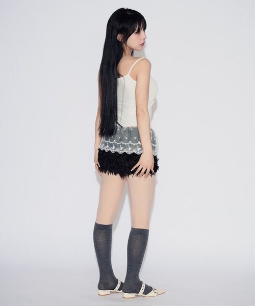 tinkerend(ティンカーエンド)の「Lace Rib Peplum / レースリブぺプラム カップ付き(キャミソール・レディース・ホワイト/ブラック/グレー・FREE)」の19枚目の写真