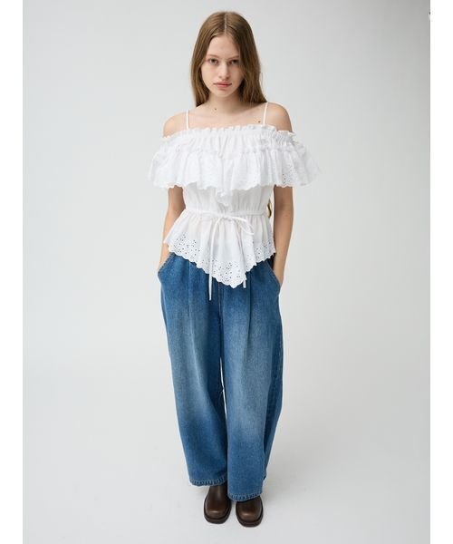 LILY BROWN（リリーブラウン）の「コットンレースオフショルトップス（Tシャツ/カットソー・レディース・ライトブルー/マルチ/ホワイト・F）」の11枚目の写真