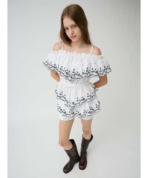 LILY BROWN（リリーブラウン）の「コットンレースオフショルトップス（Tシャツ/カットソー・レディース・ライトブルー/マルチ/ホワイト・F）」の12枚目の写真