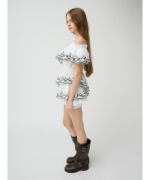 LILY BROWN（リリーブラウン）の「コットンレースオフショルトップス（Tシャツ/カットソー・レディース・ライトブルー/マルチ/ホワイト・F）」の14枚目の写真