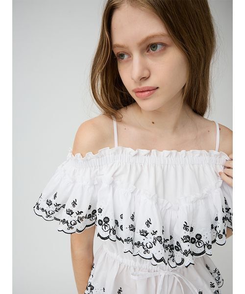 LILY BROWN（リリーブラウン）の「コットンレースオフショルトップス（Tシャツ/カットソー・レディース・ライトブルー/マルチ/ホワイト・F）」の16枚目の写真