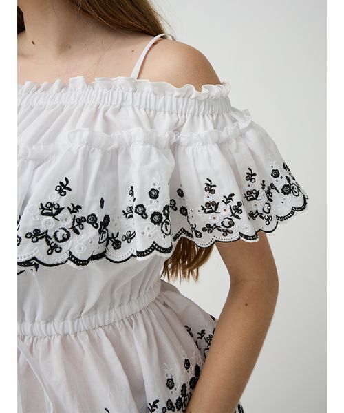 LILY BROWN（リリーブラウン）の「コットンレースオフショルトップス（Tシャツ/カットソー・レディース・ライトブルー/マルチ/ホワイト・F）」の17枚目の写真