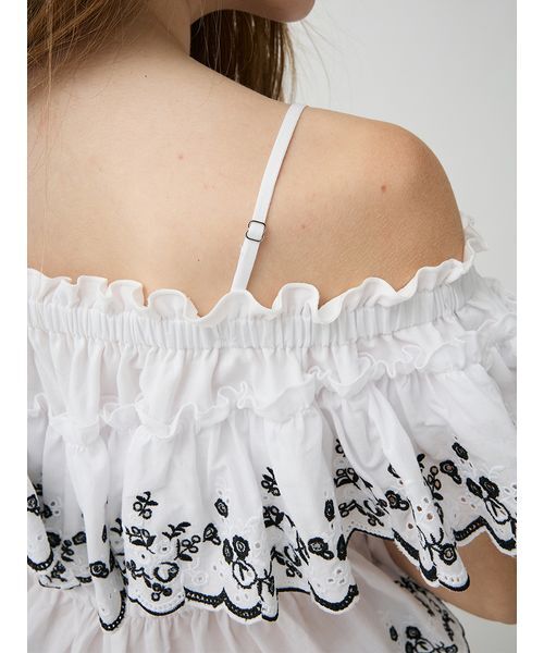 LILY BROWN（リリーブラウン）の「コットンレースオフショルトップス（Tシャツ/カットソー・レディース・ライトブルー/マルチ/ホワイト・F）」の18枚目の写真