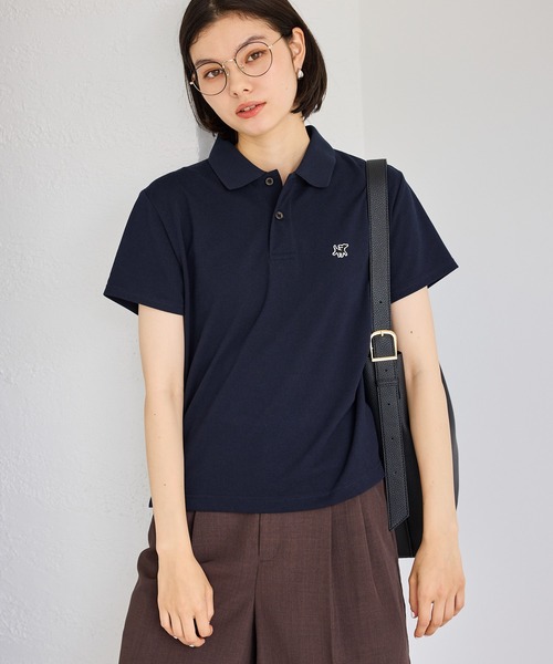 ROPE' PICNIC（ロペピクニック）の「ワンポイント刺繍ポロシャツ（ポロシャツ・レディース・ピンク/オフホワイト/ネイビー/クリーム・M/S）」の6枚目の写真