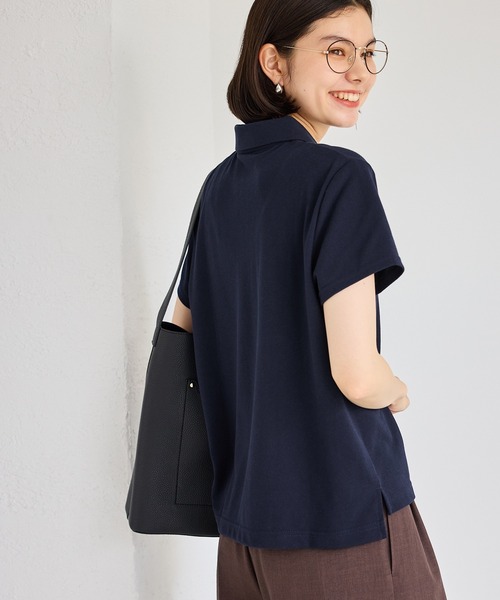 ROPE' PICNIC（ロペピクニック）の「ワンポイント刺繍ポロシャツ（ポロシャツ・レディース・ピンク/オフホワイト/ネイビー/クリーム・M/S）」の7枚目の写真