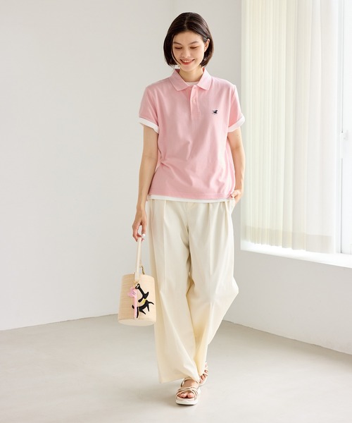ROPE' PICNIC（ロペピクニック）の「ワンポイント刺繍ポロシャツ（ポロシャツ・レディース・ピンク/オフホワイト/ネイビー/クリーム・M/S）」の8枚目の写真