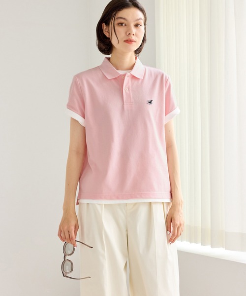 ROPE' PICNIC（ロペピクニック）の「ワンポイント刺繍ポロシャツ（ポロシャツ・レディース・ピンク/オフホワイト/ネイビー/クリーム・M/S）」の11枚目の写真