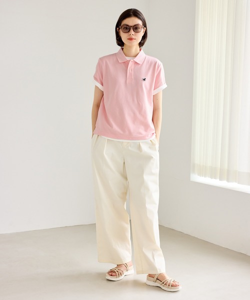 ROPE' PICNIC（ロペピクニック）の「ワンポイント刺繍ポロシャツ（ポロシャツ・レディース・ピンク/オフホワイト/ネイビー/クリーム・M/S）」の12枚目の写真