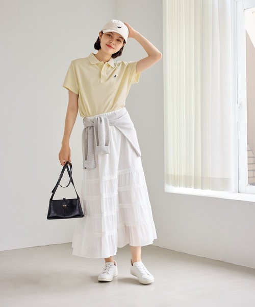 ROPE' PICNIC（ロペピクニック）の「ワンポイント刺繍ポロシャツ（ポロシャツ・レディース・ピンク/オフホワイト/ネイビー/クリーム・M/S）」の16枚目の写真