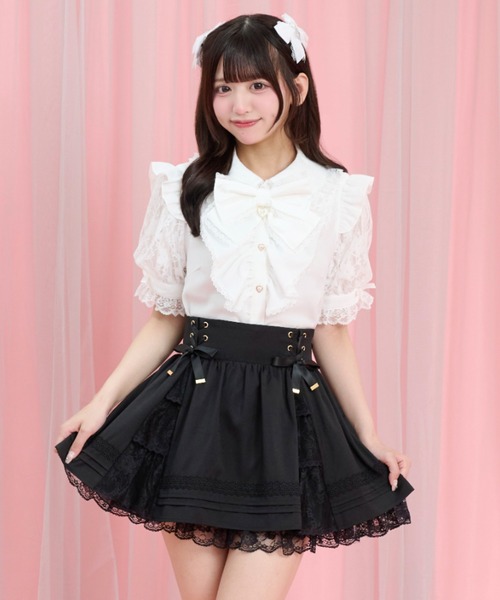 Secret Honey(シークレットハニー)の「三角マチティアードスカパン(スカート・レディース・ブラック/ワインレッド・MEDIUM)」の5枚目の写真