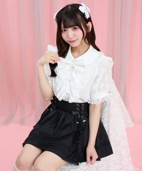 Secret Honey(シークレットハニー)の「三角マチティアードスカパン(スカート・レディース・ブラック/ワインレッド・MEDIUM)」の8枚目の写真