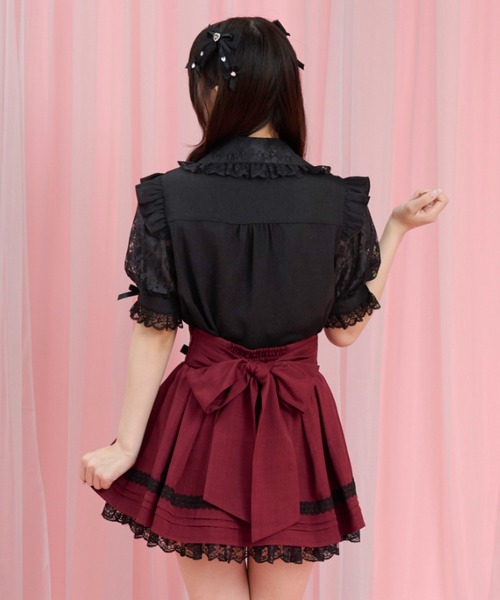 Secret Honey(シークレットハニー)の「三角マチティアードスカパン(スカート・レディース・ブラック/ワインレッド・MEDIUM)」の4枚目の写真