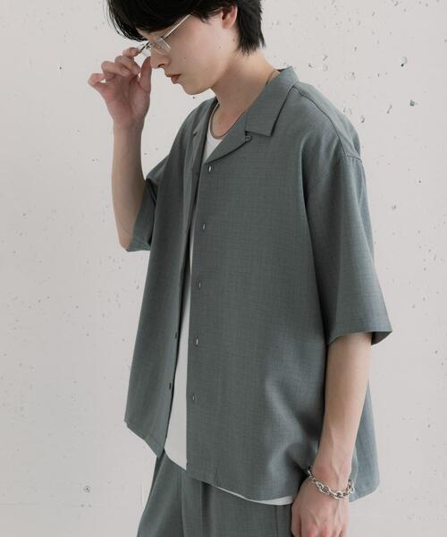 SENSE OF PLACE by URBAN RESEARCH(センスオブプレイスバイアーバンリサーチ)の「リネンライクマイクロチェックオープンカラーシャツ(シャツ/ブラウス・メンズ・カーキ/グレー/ネイビー・MEDIUM/LARGE)」の20枚目の写真