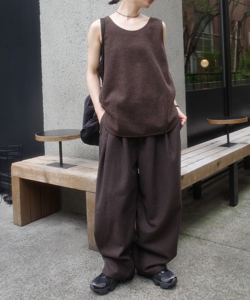 select MOCA by son（セレクトモカバイソン）の「ウールタッチサイドタックベスト【セットアップ対応】【by SON】（ベスト・レディース・ブラウン/チャコールグレー・FREE）」の13枚目の写真
