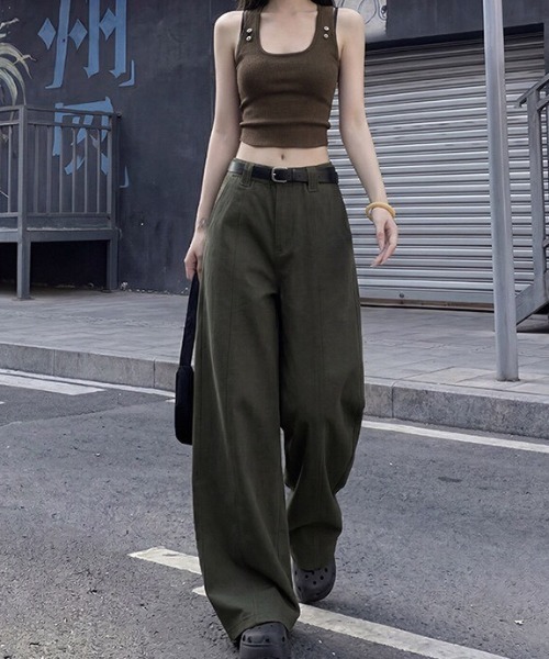 NANEA（ナネア）の「ウエストゴムワイドパンツ（その他パンツ・レディース・グリーン/ベージュ/ブラック/チャコールグレー・LARGE/MEDIUM）」の4枚目の写真