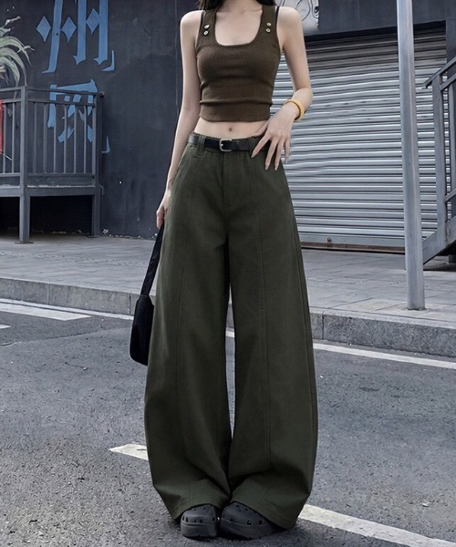 NANEA（ナネア）の「ウエストゴムワイドパンツ（その他パンツ・レディース・グリーン/ベージュ/ブラック/チャコールグレー・LARGE/MEDIUM）」の6枚目の写真