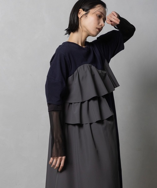 MARECHAL TERRE(マルシャルテル)の「2Wayフリルワンピース(ワンピース・レディース・カーキ/ネイビー/ブラック/チョコ・MEDIUM)」の12枚目の写真