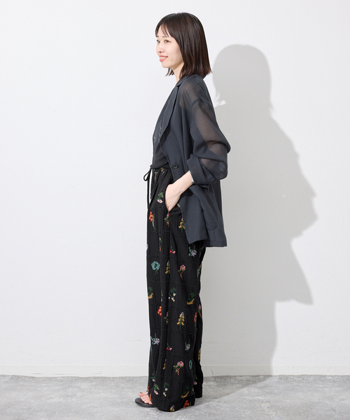 SLOBE IENA（スローブイエナ）の「《追加》embroideryメッシュパンツ（その他パンツ・レディース・ブラック/ホワイト・FREE）」の4枚目の写真