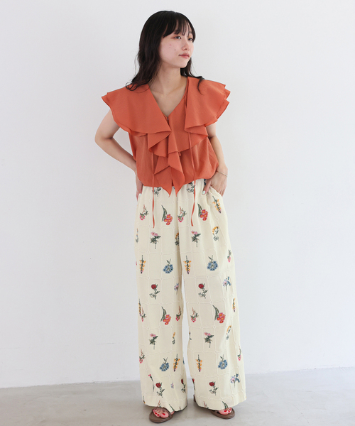 SLOBE IENA（スローブイエナ）の「《追加》embroideryメッシュパンツ（その他パンツ・レディース・ブラック/ホワイト・FREE）」の21枚目の写真