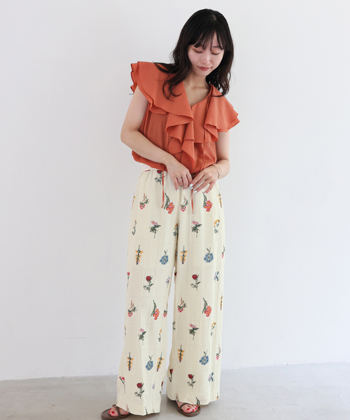 SLOBE IENA（スローブイエナ）の「《追加》embroideryメッシュパンツ（その他パンツ・レディース・ブラック/ホワイト・FREE）」の22枚目の写真