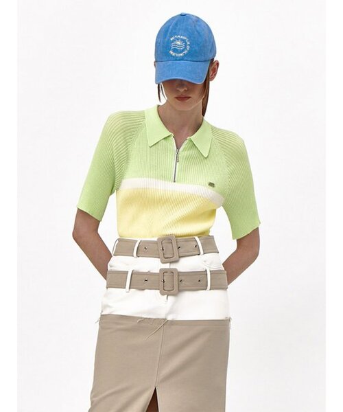 Kijun(キジュン)の「Polo Zip-up Knit Lime(その他トップス・レディース・その他・SMALL)」の1枚目の写真