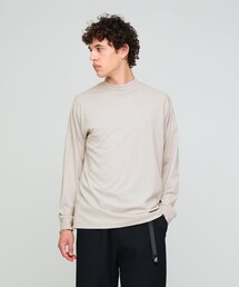 ロングファイバー クリア モックネック 長袖 Tシャツ カットソー