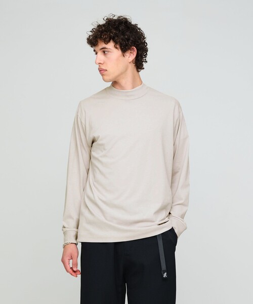 green label relaxing(グリーンレーベルリラクシング)の「ロングファイバー クリア モックネック 長袖 Tシャツ カットソー(Tシャツ/カットソー・メンズ・ダークグレー/ホワイト/ライトグレー・S/M/L/XL)」の3枚目の写真