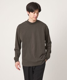 ロングファイバー クリア モックネック 長袖 Tシャツ カットソー