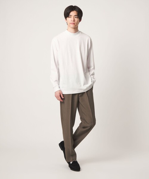green label relaxing(グリーンレーベルリラクシング)の「ロングファイバー クリア モックネック 長袖 Tシャツ カットソー(Tシャツ/カットソー・メンズ・ダークグレー/ホワイト/ライトグレー・S/M/L/XL)」の9枚目の写真