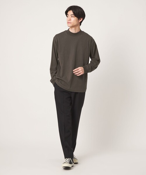 green label relaxing(グリーンレーベルリラクシング)の「ロングファイバー クリア モックネック 長袖 Tシャツ カットソー(Tシャツ/カットソー・メンズ・ダークグレー/ホワイト/ライトグレー・S/M/L/XL)」の10枚目の写真