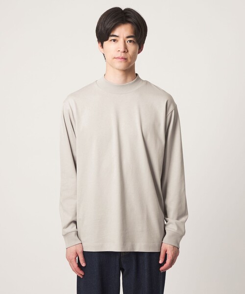 green label relaxing(グリーンレーベルリラクシング)の「ロングファイバー クリア モックネック 長袖 Tシャツ カットソー(Tシャツ/カットソー・メンズ・ダークグレー/ホワイト/ライトグレー・S/M/L/XL)」の11枚目の写真