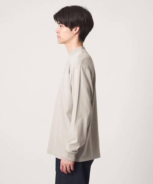 green label relaxing(グリーンレーベルリラクシング)の「ロングファイバー クリア モックネック 長袖 Tシャツ カットソー(Tシャツ/カットソー・メンズ・ダークグレー/ホワイト/ライトグレー・S/M/L/XL)」の12枚目の写真