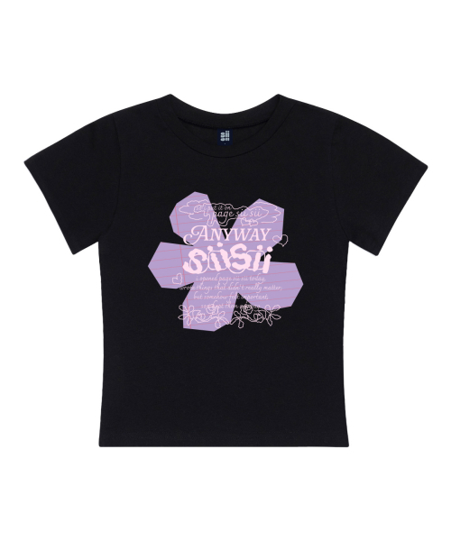 PAGESIISII(ページシシ)の「ノートフラワープリンティングスリムフィット半袖Tシャツブラック(Tシャツ/カットソー・レディース・その他・MEDIUM)」の3枚目の写真