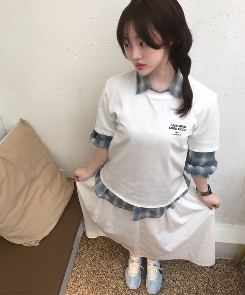 MIND BRIDGE WOMEN（マインドブリッジウーマン）の「[W][コリンズ]スーピマ_バックポイントオーバーサイズTシャツ - 2カラー（Tシャツ/カットソー・レディース・ミント/オフホワイト・55/66）」の7枚目の写真