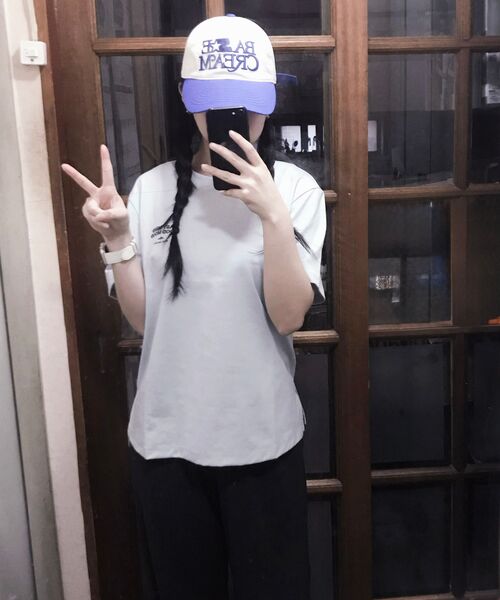 MIND BRIDGE WOMEN（マインドブリッジウーマン）の「[W][コリンズ]スーピマ_バックポイントオーバーサイズTシャツ - 2カラー（Tシャツ/カットソー・レディース・ミント/オフホワイト・55/66）」の8枚目の写真