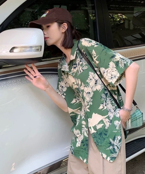 AVYL(アヴィル)の「ヴィンテージライクハワイアンボタニカル総柄半袖アロハシャツ(シャツ/ブラウス・レディース・グリーン・M)」の8枚目の写真
