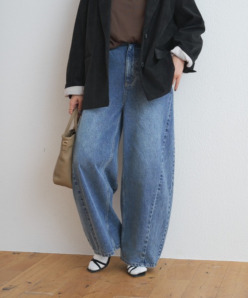 PUAL CE CIN(ピュアルセシン)の「バレルシルエットデニムパンツ(デニムパンツ・レディース・ブルー/インディゴブルー・FREE)」の2枚目の写真