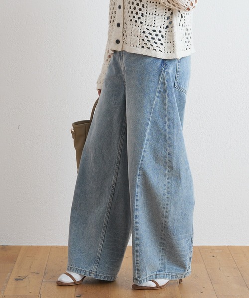 PUAL CE CIN(ピュアルセシン)の「バレルシルエットデニムパンツ(デニムパンツ・レディース・ブルー/インディゴブルー・FREE)」の3枚目の写真