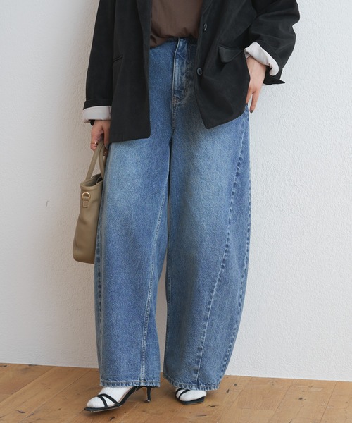 PUAL CE CIN(ピュアルセシン)の「バレルシルエットデニムパンツ(デニムパンツ・レディース・ブルー/インディゴブルー・FREE)」の9枚目の写真