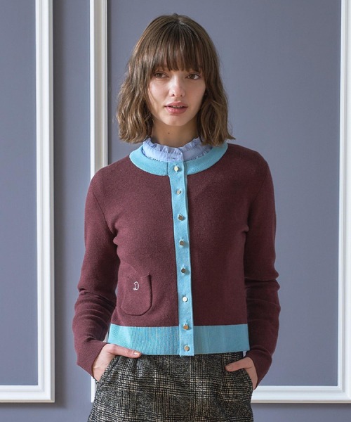 DRESSTERIOR(ドレステリア)の「ウォッシャブルコットンカシミヤ混配色カーディガン(カーディガン/ボレロ・レディース・ブラウン系その他・38/36/34/40)」の1枚目の写真