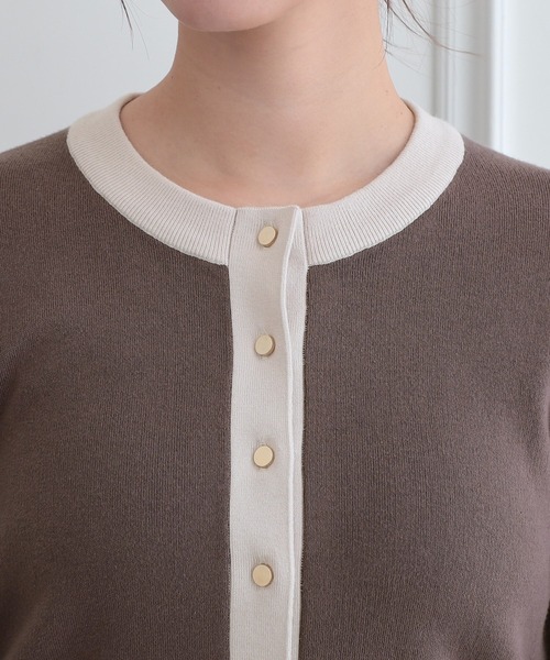 DRESSTERIOR(ドレステリア)の「ウォッシャブルコットンカシミヤ混配色カーディガン(カーディガン/ボレロ・レディース・ブラウン系その他・38/36/34/40)」の3枚目の写真