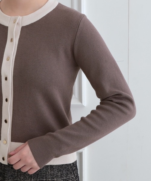 DRESSTERIOR(ドレステリア)の「ウォッシャブルコットンカシミヤ混配色カーディガン(カーディガン/ボレロ・レディース・ブラウン系その他・38/36/34/40)」の4枚目の写真