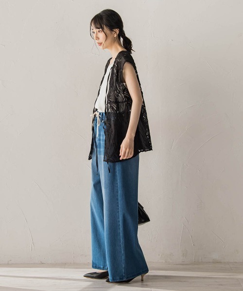 Droite lautreamont（ドロワットロートレアモン）の「チュールコード刺繍ビスチェ（シャツ/ブラウス・レディース・オフホワイト/ライトグレー/ブラック・M）」の19枚目の写真