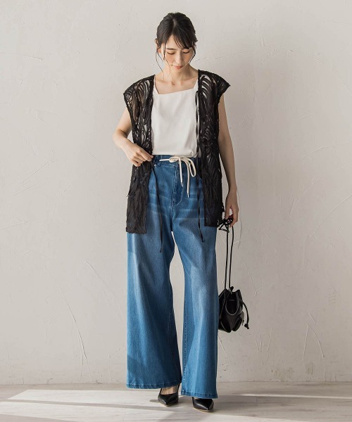 Droite lautreamont（ドロワットロートレアモン）の「チュールコード刺繍ビスチェ（シャツ/ブラウス・レディース・オフホワイト/ライトグレー/ブラック・M）」の18枚目の写真