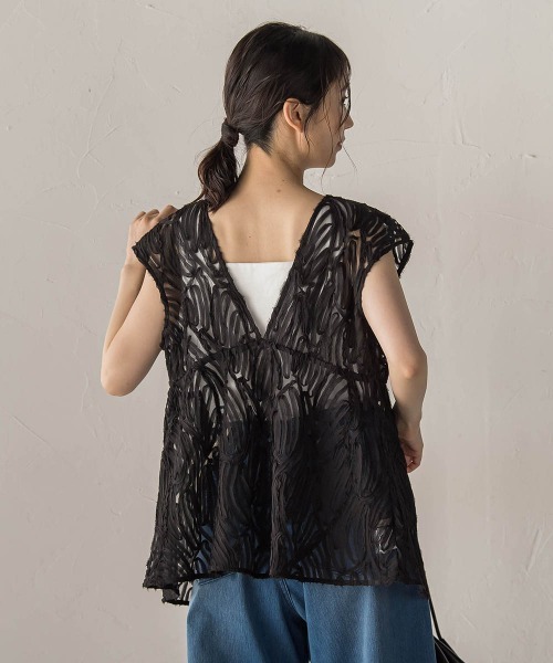 Droite lautreamont（ドロワットロートレアモン）の「チュールコード刺繍ビスチェ（シャツ/ブラウス・レディース・オフホワイト/ライトグレー/ブラック・M）」の20枚目の写真