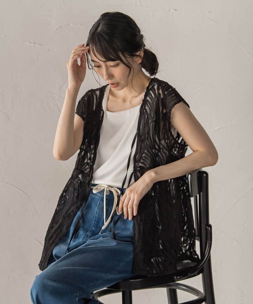 Droite lautreamont（ドロワットロートレアモン）の「チュールコード刺繍ビスチェ（シャツ/ブラウス・レディース・オフホワイト/ライトグレー/ブラック・M）」の21枚目の写真
