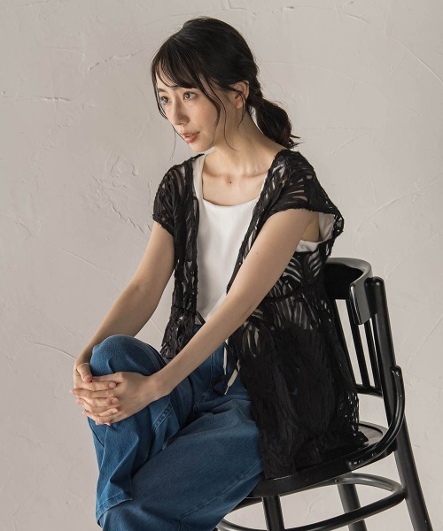 Droite lautreamont（ドロワットロートレアモン）の「チュールコード刺繍ビスチェ（シャツ/ブラウス・レディース・オフホワイト/ライトグレー/ブラック・M）」の15枚目の写真